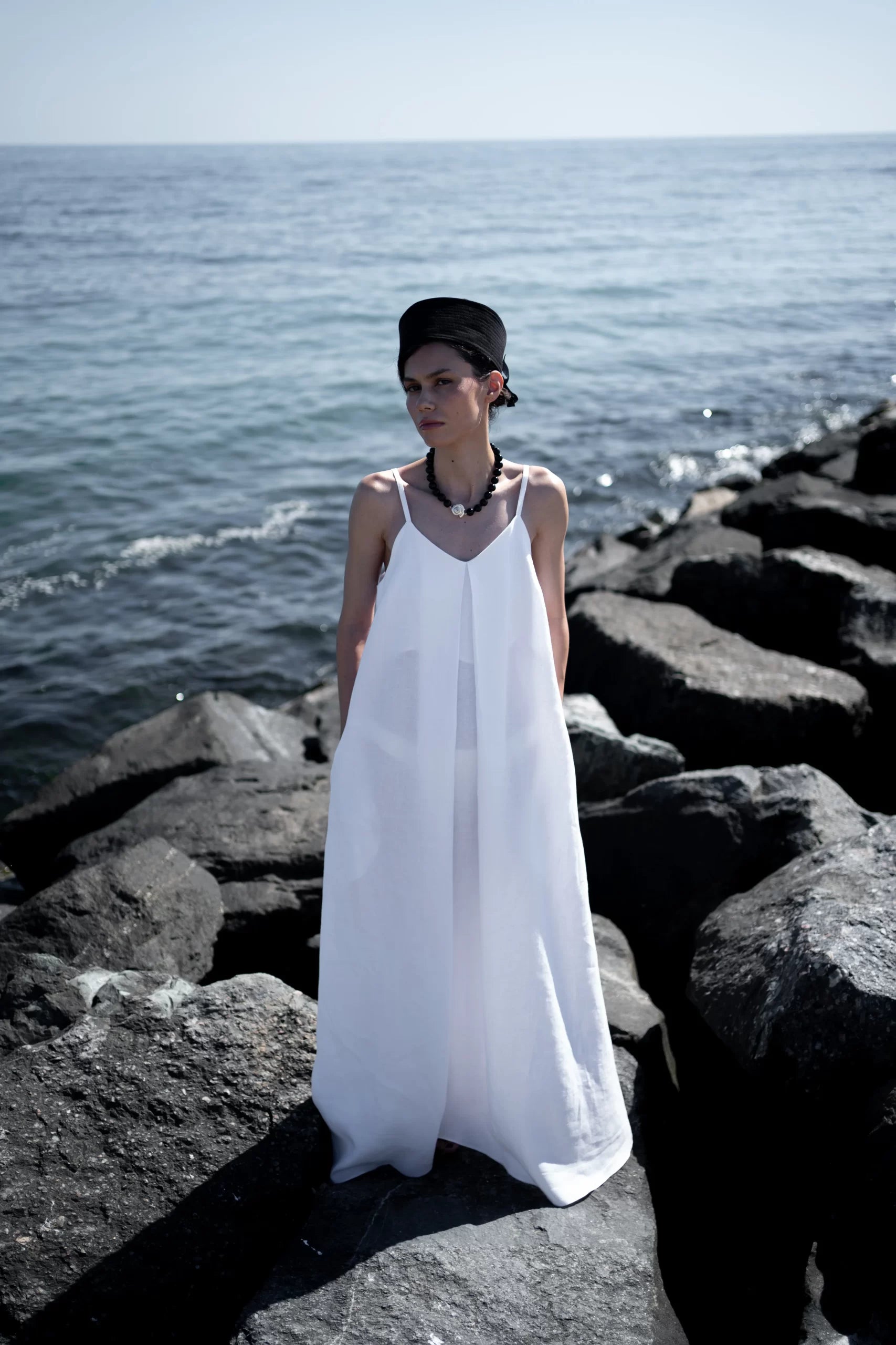 DSC01750-scaled-1.jpg Elegant hemp dress, maxi, optical white - Image 1