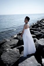 Elegant hemp dress, maxi, optical white - Image 3
