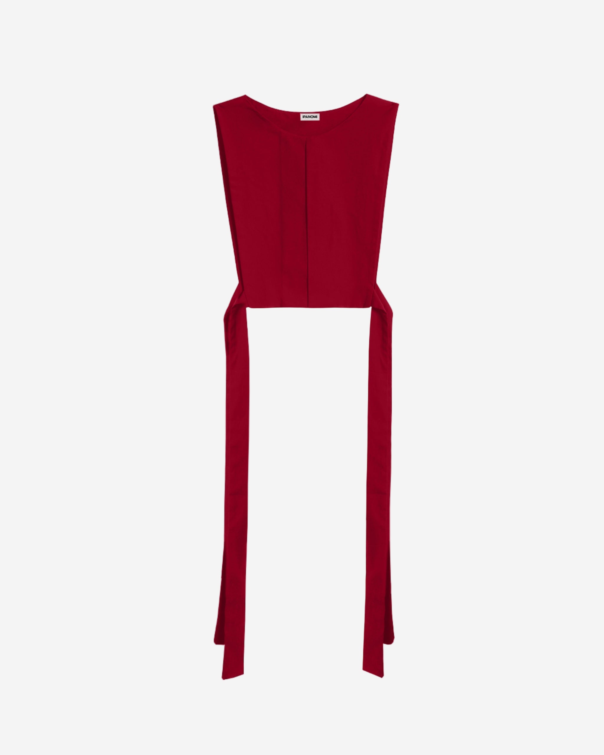 Guler-vesta-din-poplin-de-bumbac-organic-rosu-ipanomi-1.jpg Collar-vest in organic cotton poplin, red - Image 1