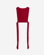 Collar-vest in organic cotton poplin, red - Image 3