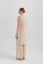 Casual linen dress, knee-length, beige - Image 3