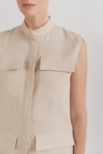 Casual linen dress, knee-length, beige - Image 4