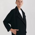 Elegant wool jacket, oversized, black