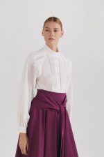 Elegant cotton veil shirt, midi, white