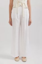 Elegant, wide, white linen trousers - Image 4