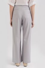 Elegant trousers in premium wool, wide, gray - Image 3