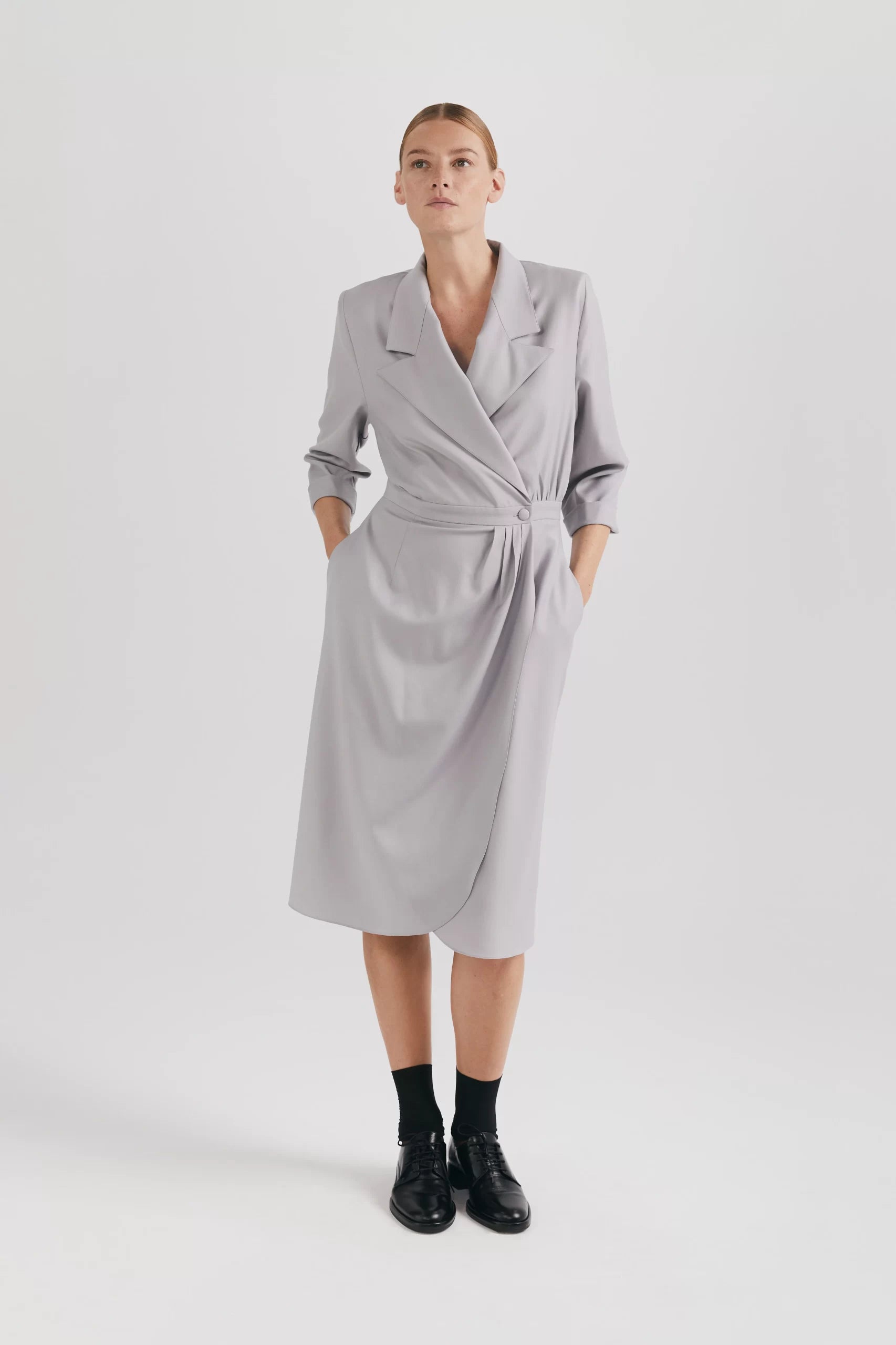Ipanomi-AW23-product-91-scaled-1.jpg Premium wool office dress, midi, gray - Image 1