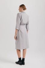 Premium wool office dress, midi, gray - Image 3