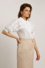 Elegant cotton veil shirt, midi, white