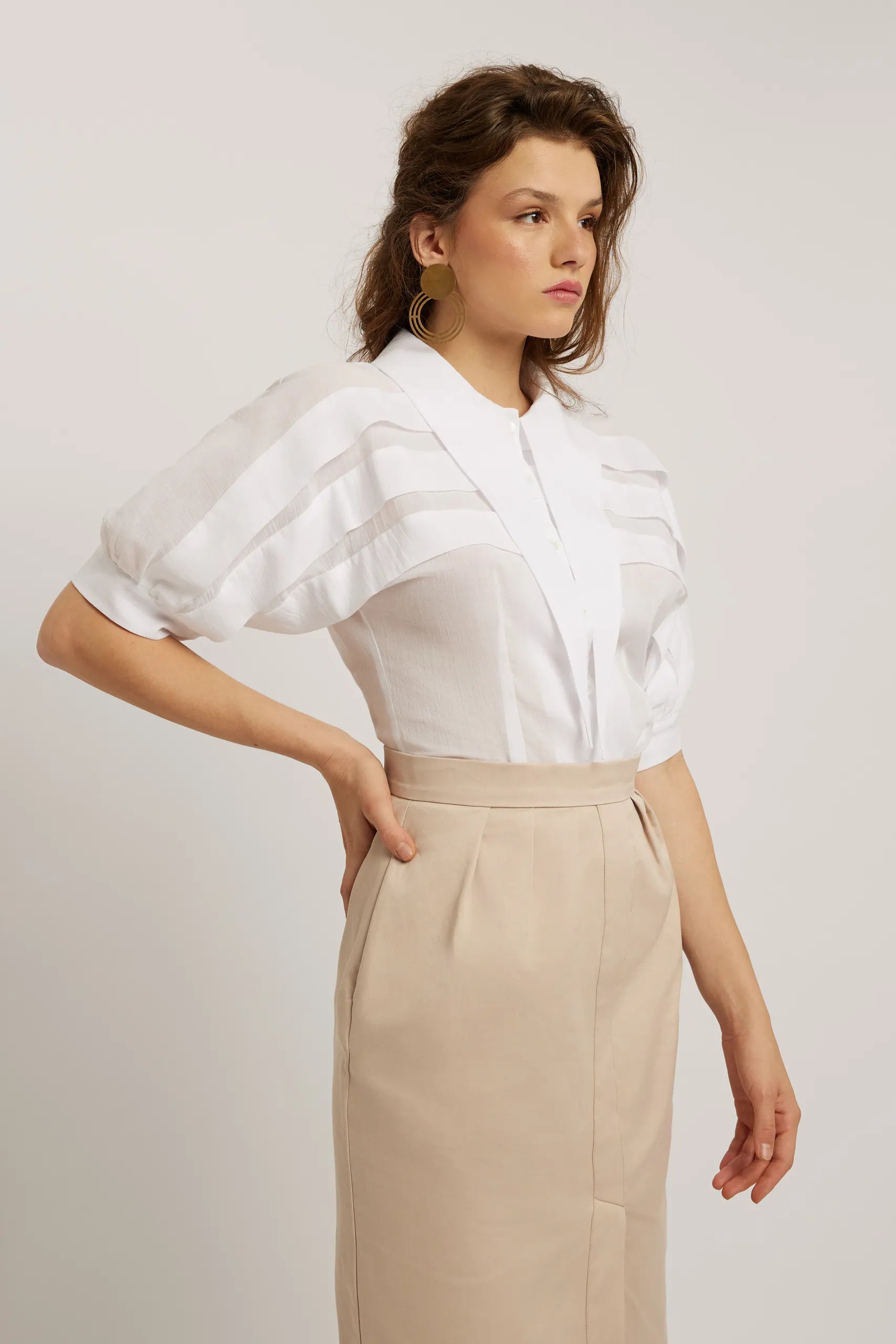 Ipanomi-FW227968_web.jpg Elegant cotton veil shirt, midi, white - Image 1