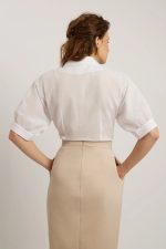 Elegant cotton veil shirt, midi, white - Image 2