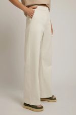 Elegant long white cotton twill trousers - Image 2