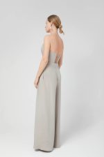 Elegant natural silk cady pants, wide, gray - Image 2
