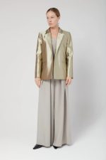 Elegant silk shantung blazer, long, gold - Image 2