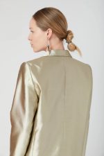 Elegant silk shantung blazer, long, gold - Image 3