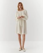 Cotton summer jumpsuit, wide, ivory - Image 2