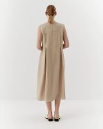 Casual linen dress, midi, beige - Image 4