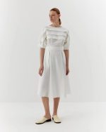 Elegant cotton dress, midi, white
