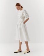 Elegant cotton dress, midi, white - Image 2