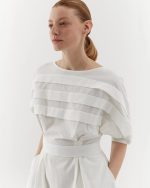 Elegant cotton dress, midi, white - Image 4