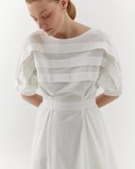 Elegant cotton dress, midi, white - Image 3