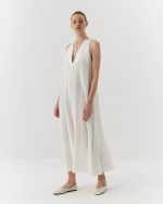 Cool white cotton canvas beach dress