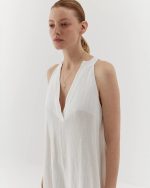 Cool white cotton canvas beach dress - Image 3