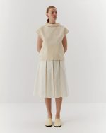 Structured cotton top, midi, white