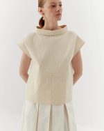 Structured cotton top, midi, white - Image 4