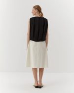 Top with special design in organic cotton, midi, black - Image 2