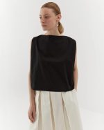 Top with special design in organic cotton, midi, black - Image 4