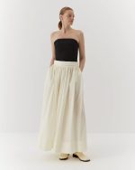 Minimalist organic cotton midi corset, black