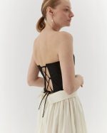 Minimalist organic cotton midi corset, black - Image 3