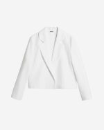 Elegant city stylish oversized hemp jacket, short, white
