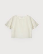 Elegant crop top with merino wool cape, ivory