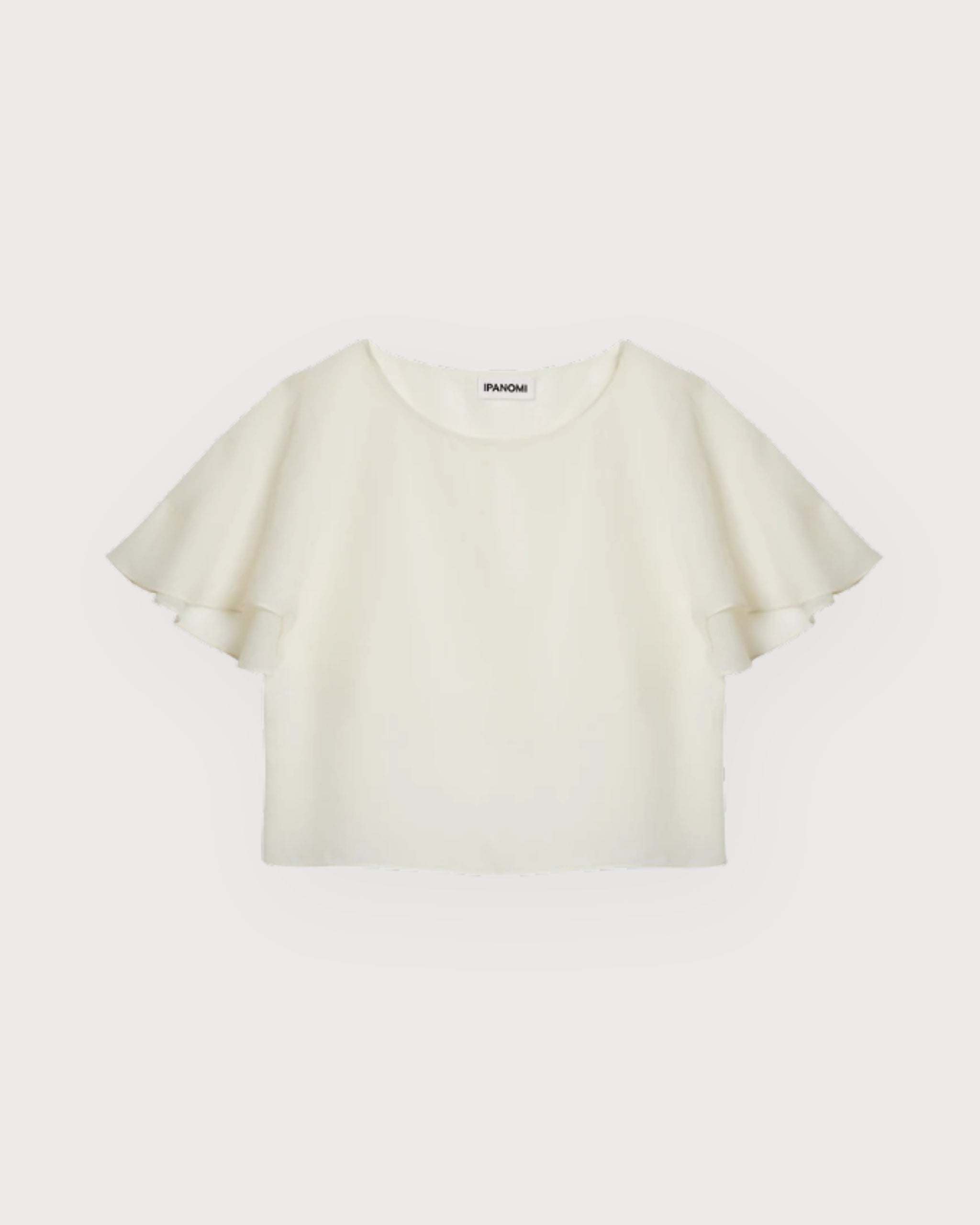 Top-elegant-crop-cu-pelerina-din-lana-merinos-ivoire-ipanomi-1.jpg Elegant crop top with merino wool cape, ivory - Image 1
