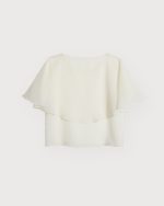 Elegant crop top with merino wool cape, ivory - Image 2