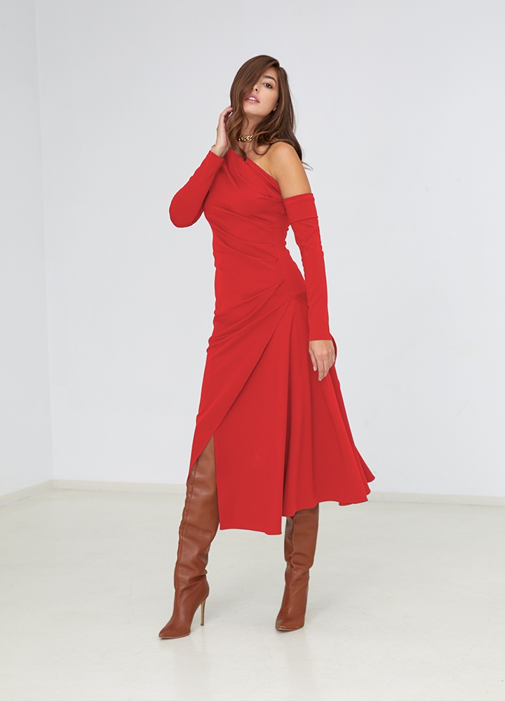 ac_melrose_coral_red.jpg Melrose Dress Classic Red - Image 1