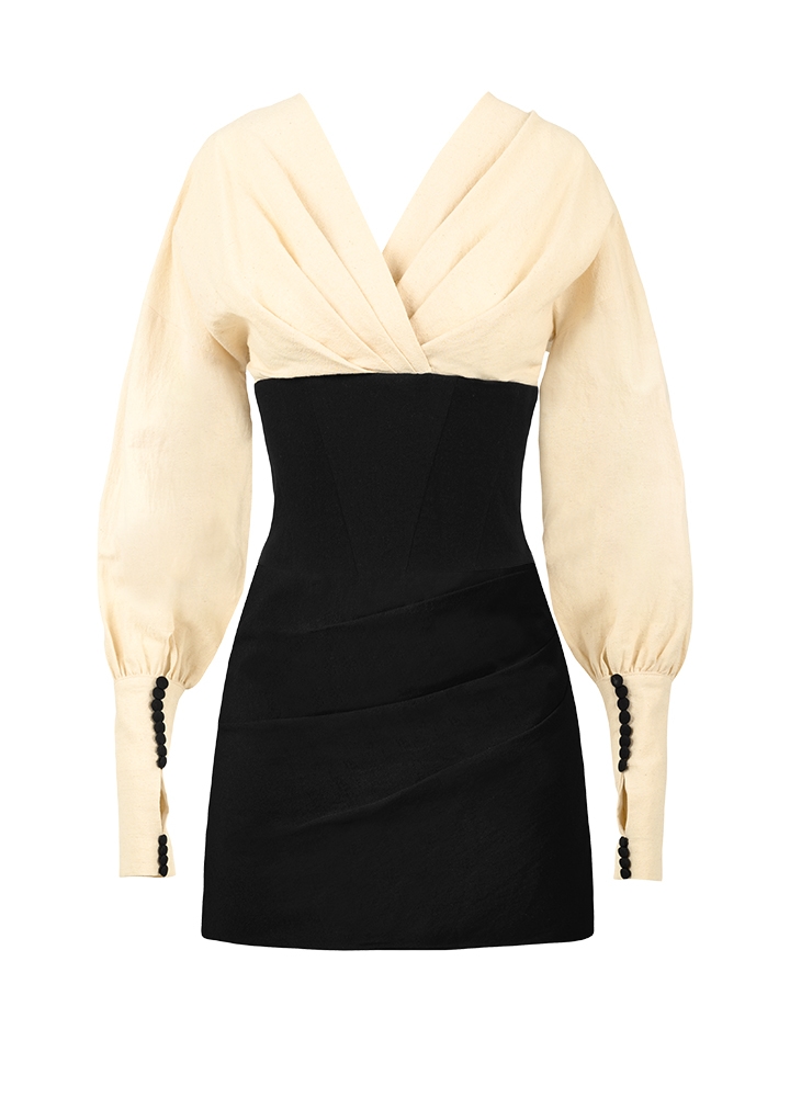 cls0275_2.jpg Helen Dress Black & Beige - Image 1