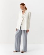 Elegant oversized linen jacket, long, white