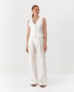 Elegant wide leg white hemp trousers - Image 2