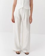 Elegant wide leg white hemp trousers - Image 3