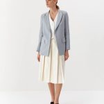 Elegant linen jacket, cambered, light blue