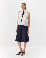 Elegant top in organic cotton, midi, white