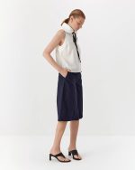 Elegant top in organic cotton, midi, white - Image 2