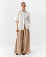 Organic cotton casual shirt, long, white