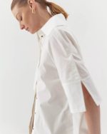 Organic cotton casual shirt, long, white - Image 4