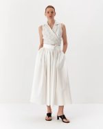 Organic cotton casual skirt, long, white - Image 2