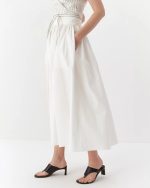 Organic cotton casual skirt, long, white - Image 4