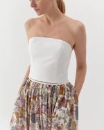 Minimalist corset in organic cotton, midi, white - Image 3